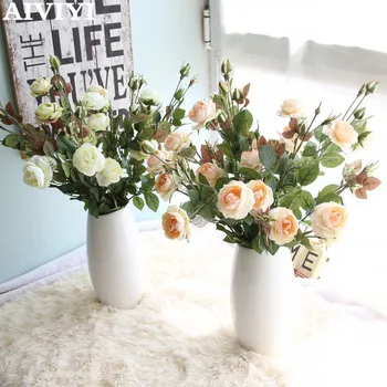 1 Şube Gül yapay çiçekler düğün Çiçekleri Gelin Buketi Lateks Gerçek Dokunmatik Gül Düğün Buket Ev Partisi DIY Çiçekler