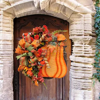 16 İnç Kapı Çelenk Büyük Kabak Cadılar Bayramı Dekor Kapalı Açık Düzenleme