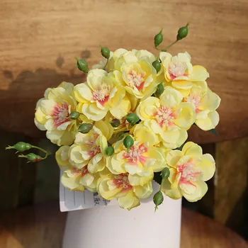 3 adet / grup 7 Kafaları Gül Sahte Çiçek Buketi İpek Çiçek Dekorasyon Ev Sahte Çiçekler Duvar Düğün Dekorasyon Arka Plan DIY Çelenk