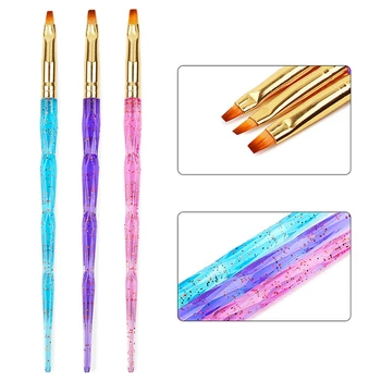 3 Adet / takım UV Jel Tırnak resim fırçası Akrilik Oyma Çizim Fırçalar Boyama Kalem Çivi Degrade Manikür alet takımı