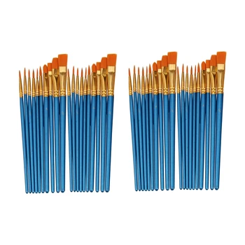 Boya Fırçası Seti, 40 Adet Naylon saç fırçaları Akrilik Yağ Suluboya Resim Sanatçı Profesyonel Boyama Kitleri