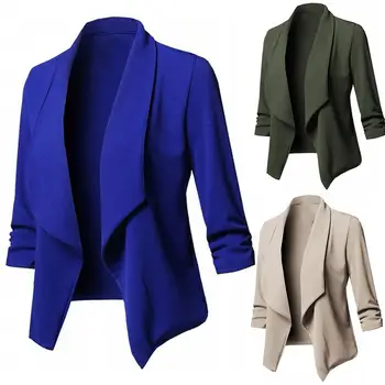 Klasik Siyah Şık Sonbahar Blazer Ceket Kadın Streetwear Ofis Bayan Uzun Kollu Blazer Mont Kadın Rahat blazer feminino