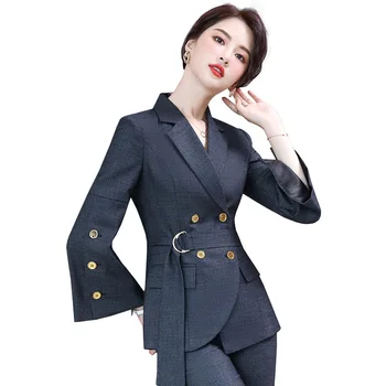 Kore Moda Sonbahar Kış Kadın Blazer Yeni Profesyonel Pantolon Takım Elbise Ofis Bayanlar İş İş Elbisesi İki parçalı kadın giyim