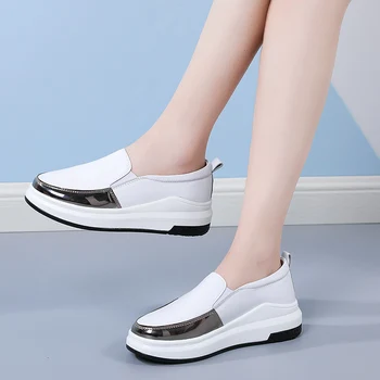 Loafer'lar kadın sonbahar ve kış yeni moda yumuşak taban kadın ayakkabısı nefes küçük beyaz ayakkabı rahat düz ayakkabı