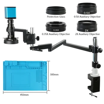 Otomatik Odaklama Video SONY Sensörü HDMI Mikroskop Kamera Döner Eklemli Kol Pillar Kelepçe + 200X C dağı Lens PCB Lehimleme İçin
