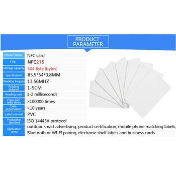P8DC 1 Takım 200 Adet 215 NFC Kart Çip Etiketi Su Geçirmez Dayanıklı Boş Beyaz PVC kartlar Etkin Cep Telefonları ve Cihazlar