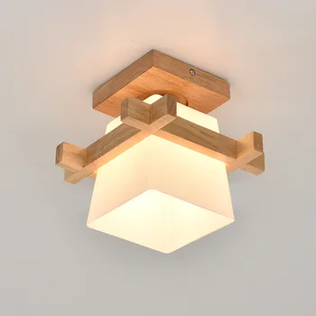 Tatami japon tavan ışık ev aydınlatma için cam abajur E27 LED tavan lambası ahşap taban koridorlar sundurma armatürleri ZM1111