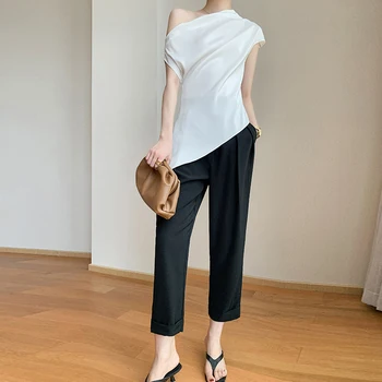 yeni varış moda setleri kadınlar için yaz ofis bayan iş tarzı zarif mizaç basit gömlek ve pantolon iki parçalı setleri