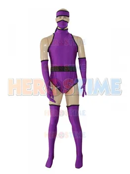 Özel Mor Süper Kahraman Cosplay Kostüm Spandex Zentai Bodysuit Cadılar Bayramı Partisi için Sıcak Satış